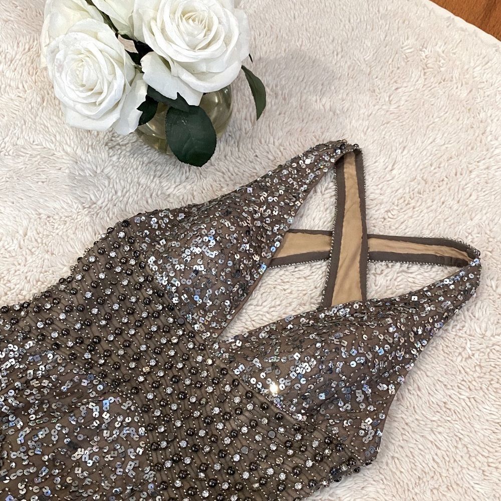 Champagne Sequin Prom Dress